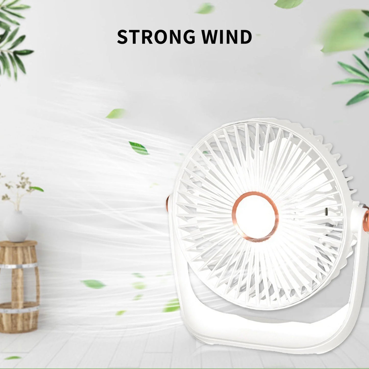 Small Fan Desktop Fan Quiet Brushless Turbine, Mini Electric Fan, Wall Mounted Usb 3-In-1 Portable Small Electric Night Light Fan