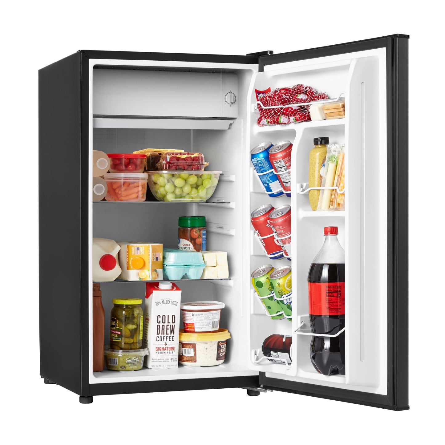 3.3 Cu Ft One Door Mini Fridge, Black Estar, New