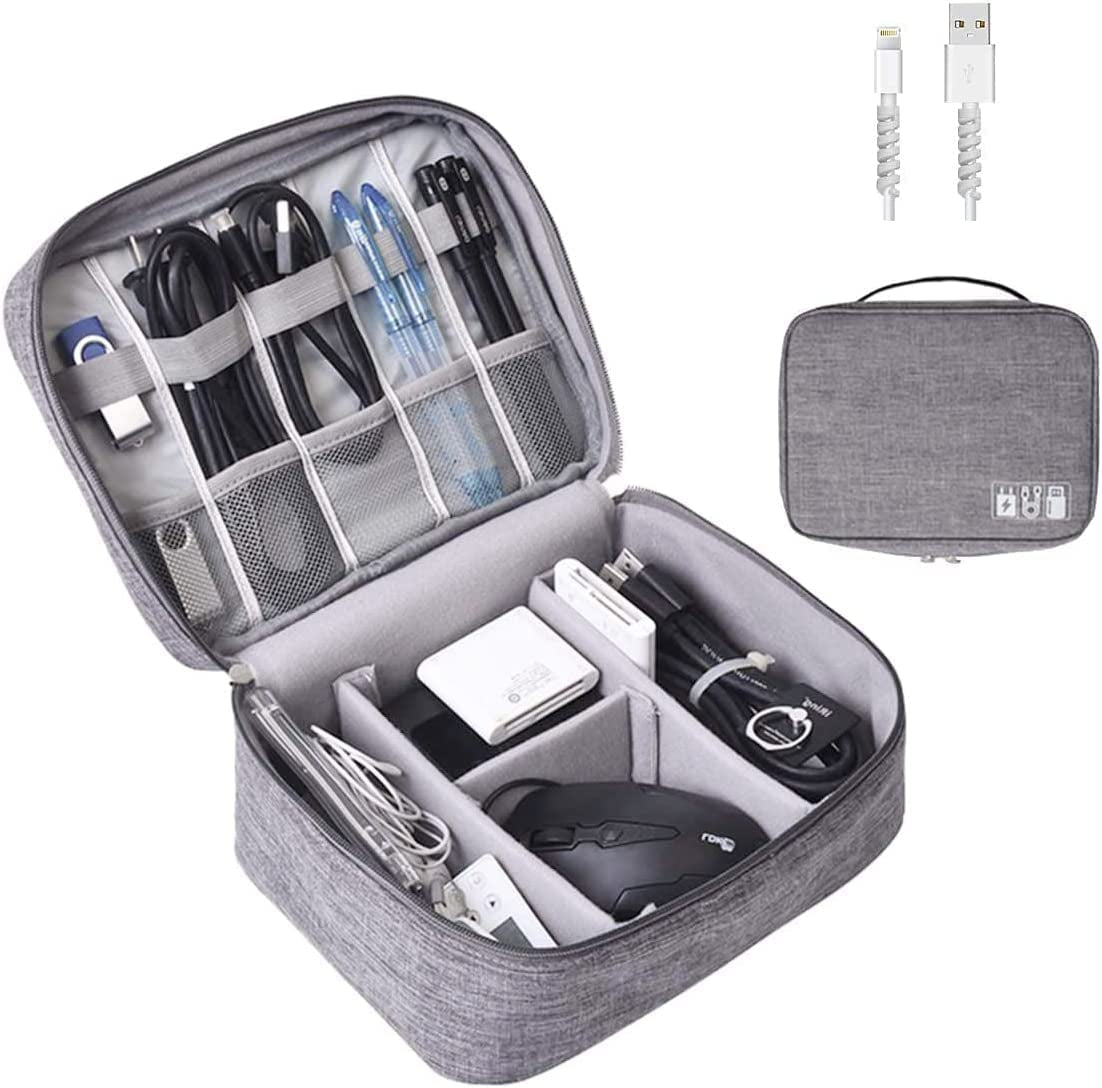 Electronics Organizer,  Electronic Accessories Bag Travel Cable Organizer Three-Layer for Ipad Mini, Kindle, Hard Drives, Cables, Chargers