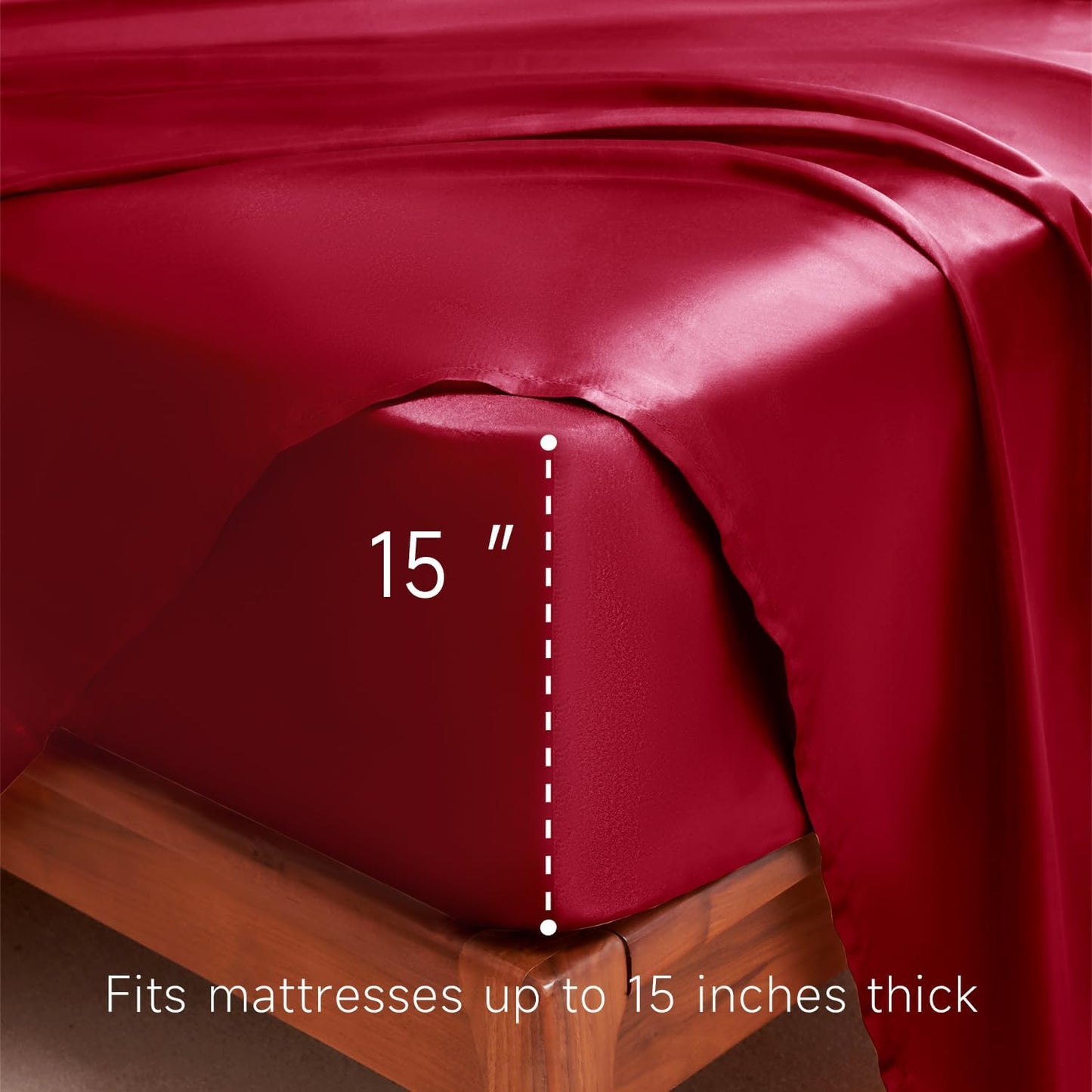 Satin Sheets Twin XL Size - 3 Pieces Luxury Silky Soft Bed Sheets, Wrinkle-Free Burgundy Satin Silk Sheet Set with 1 Deep Pocket Fitted Sheet, 1 Flat Sheet, 1 Pillow Case