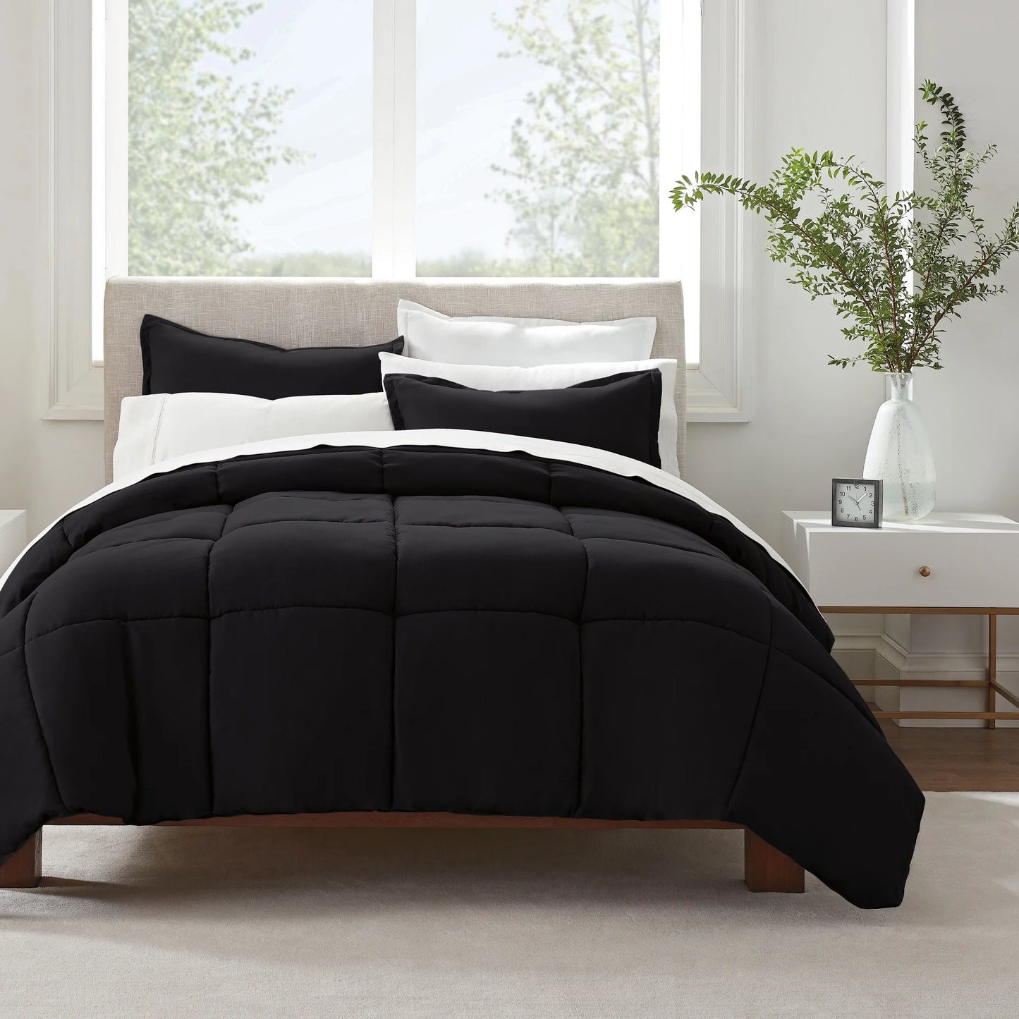 Simply 2-Piece Clean Antimicrobial Black Comforter Set, Twin XL