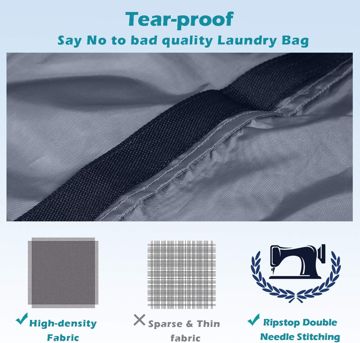 Heavy Duty Laundry Bag 2 Pack XL Nylon Laundry Bags with Straps, Washable Large Dirty Clothes Organizer with Drawstring Closure, Travel Washing Bag Fit a Laundry Hamper or Basket