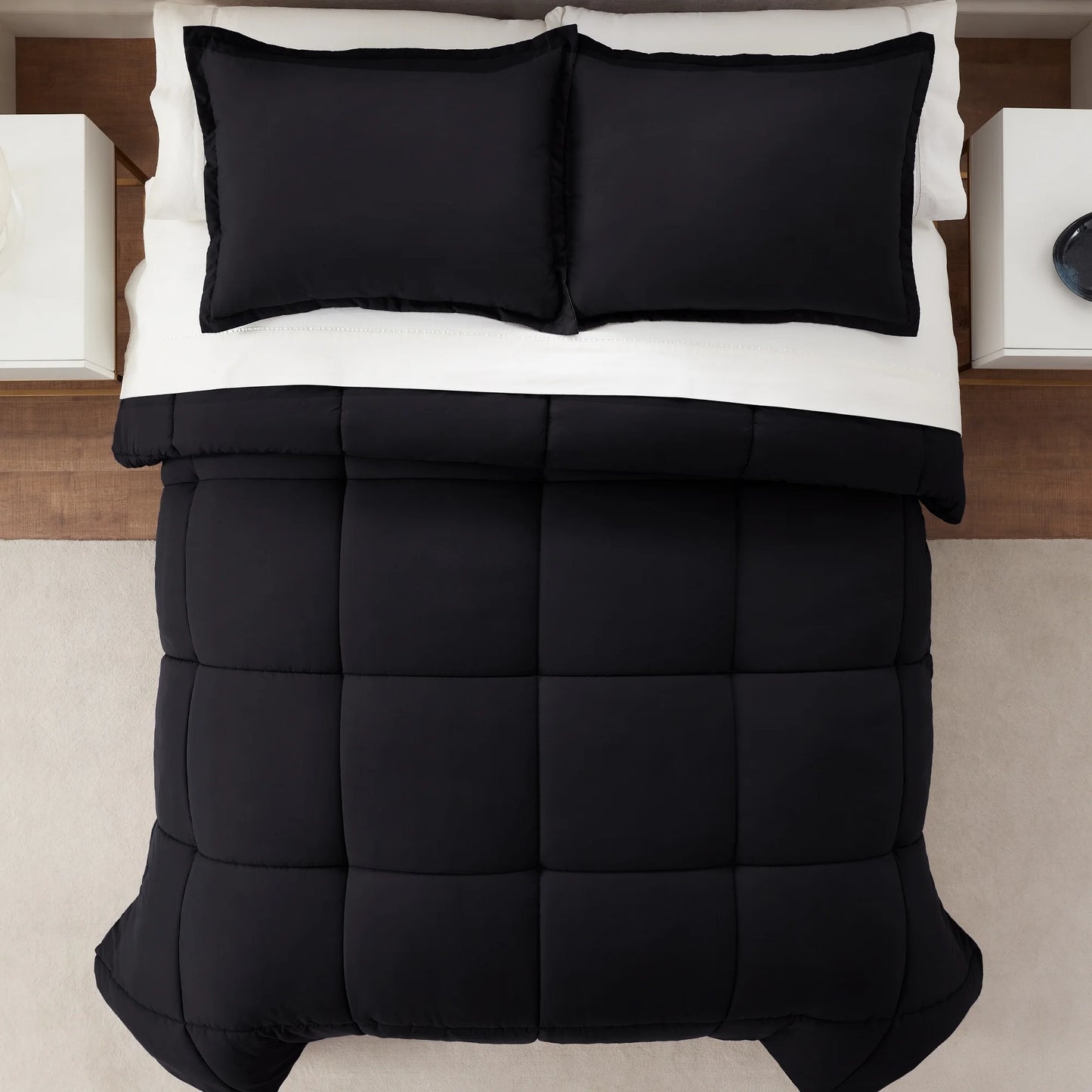 Simply 2-Piece Clean Antimicrobial Black Comforter Set, Twin XL