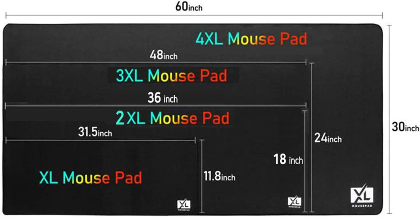 3XL Huge Mouse Pads Oversized (48''X24'') - Extra Large Gaming XXXL Mousepad for Full Desk - Super Thick Nonslip Rubber Base and Waterproof Desktop Keyboard Extended Mouse Mat (Black, Xxx-Large)