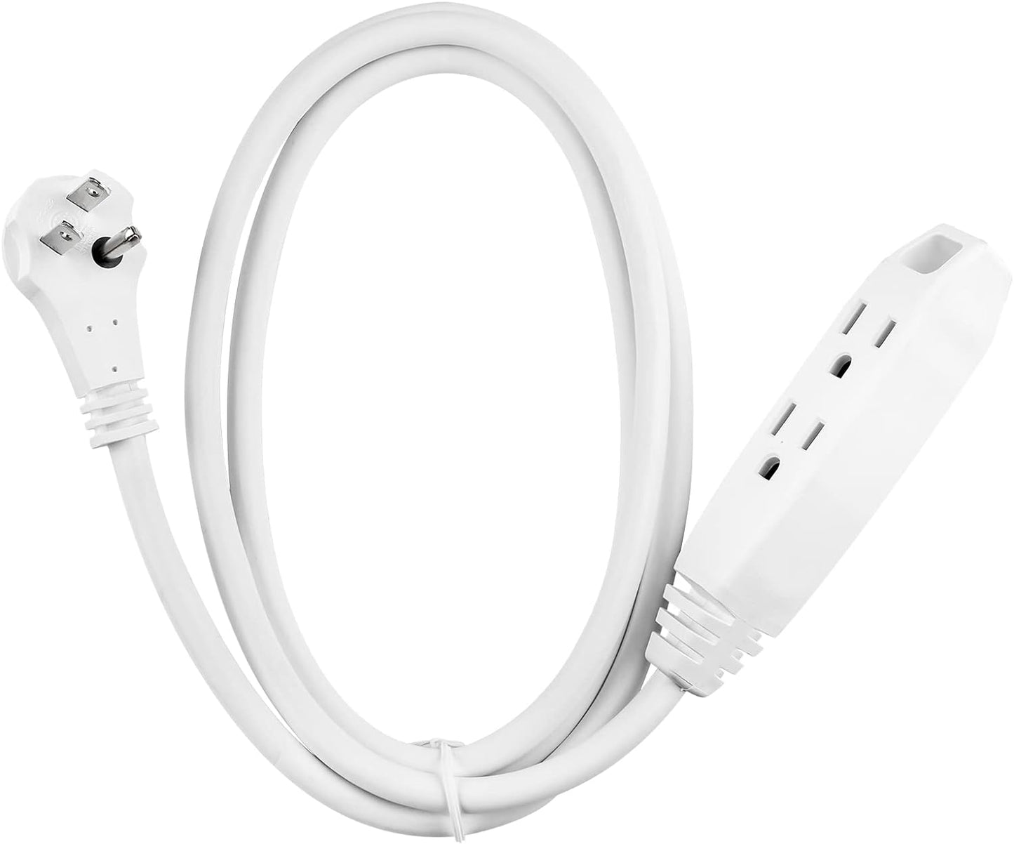 6 Ft 3 Outlet Heavy Duty Flat Plug Extension Cord 14/3 SJT for Small Tools, Appliance and Office Equipment, White, 3 Prong Grounded, DCIC-0046-DC