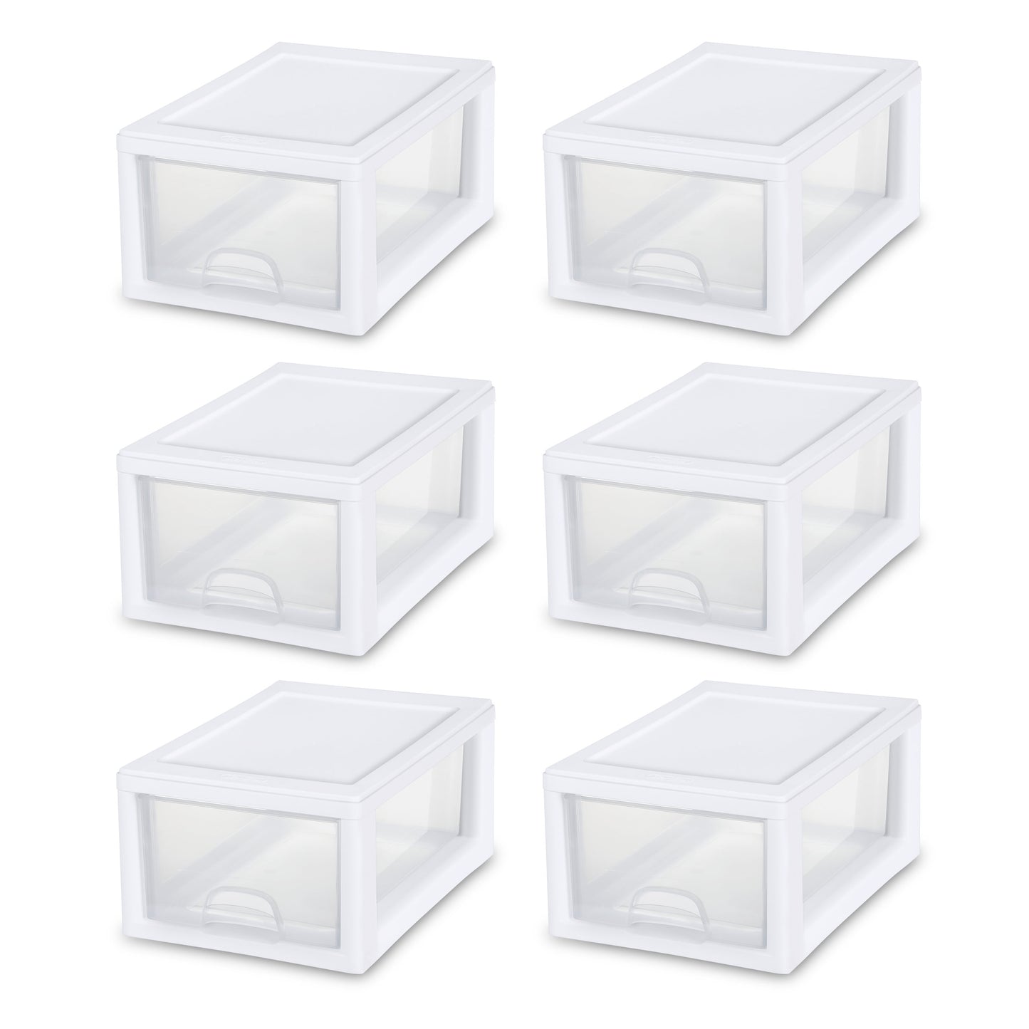 1.5 Gallon Plastic Drawer Chests, White, 6 Count