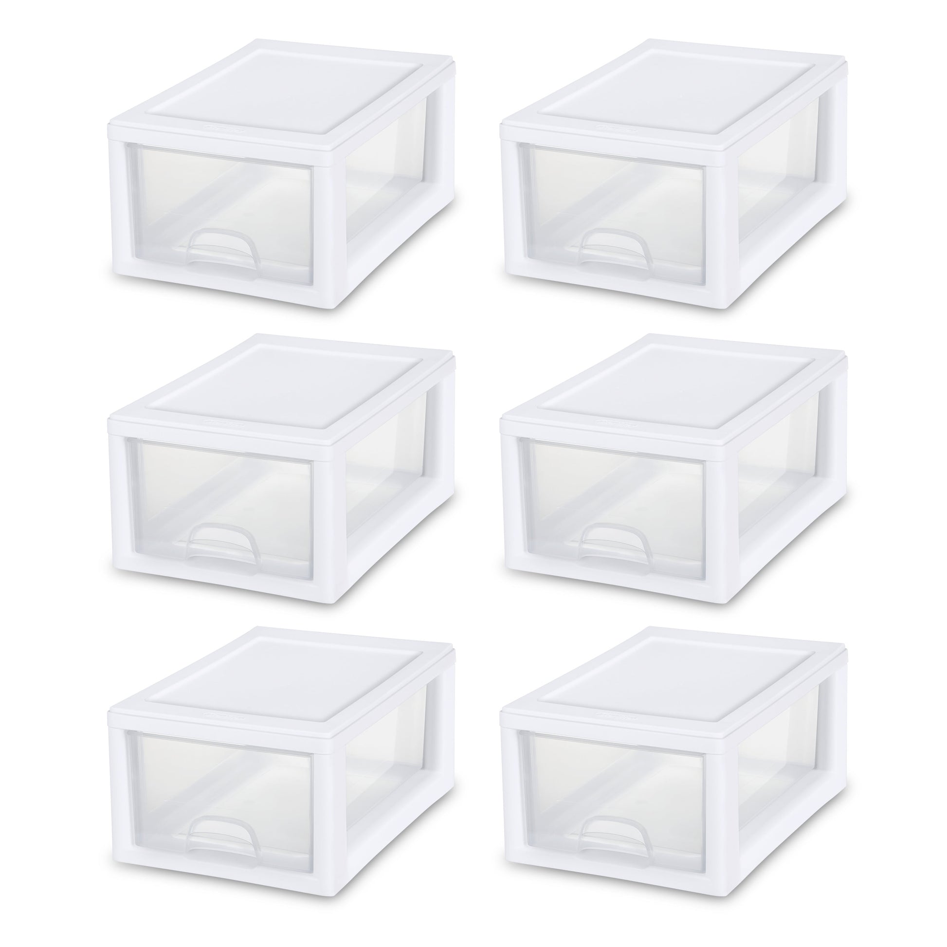 1.5 Gallon Plastic Drawer Chests, White, 6 Count