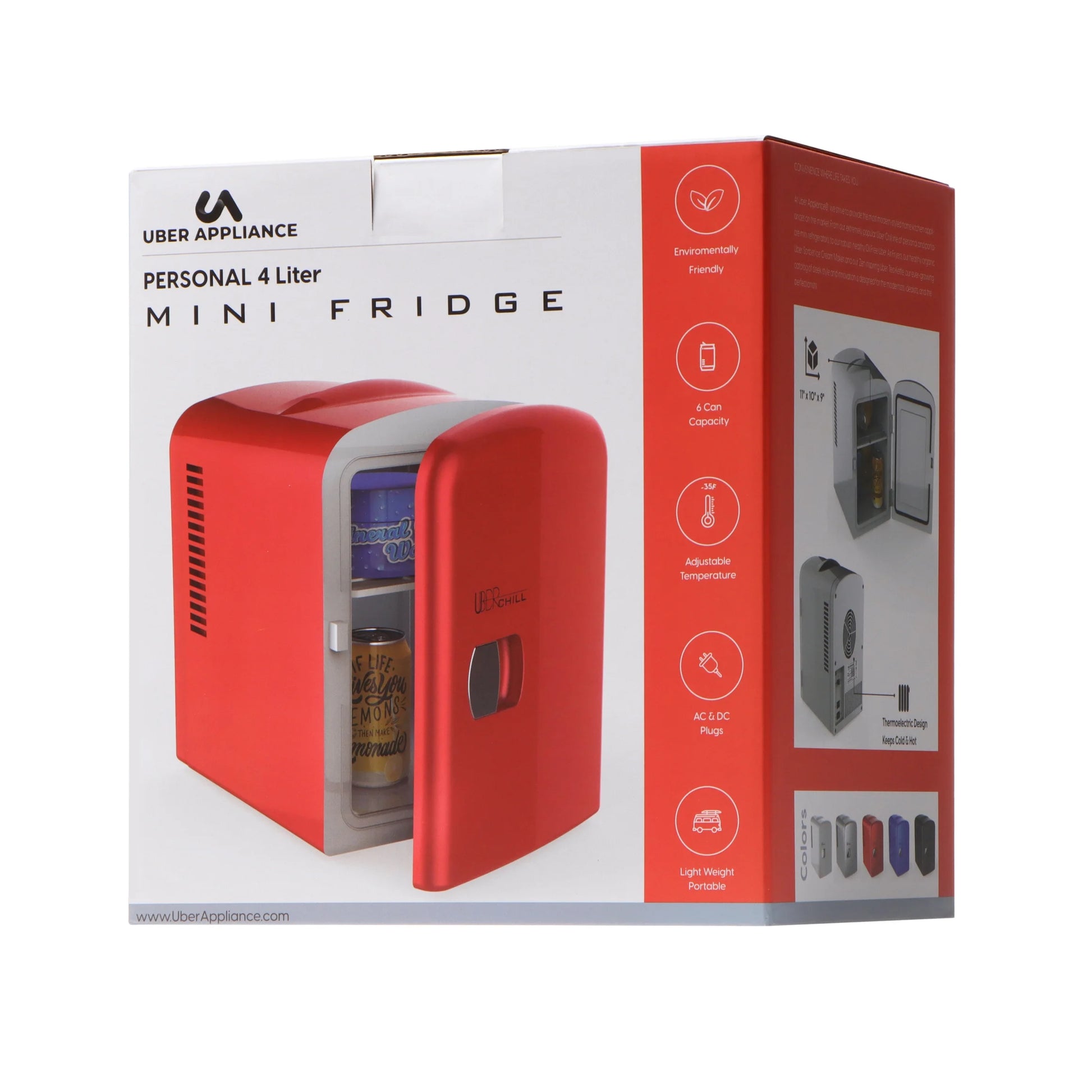 Appliance Chill 6-Can Retro Portable Mini Fridge Red Thermoelectric