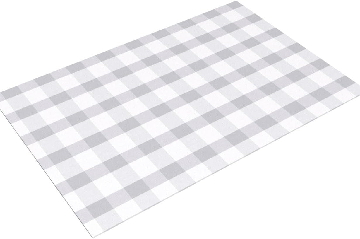 Buffalo Plaid Area Rug 4 X 6 Ft Gray and White Checkered Rug Washable Outdoor Rugs Cotton Rugs for Bedroom Front Door Mat Carpet for Front Porch Living Room Dining Room Kitchen