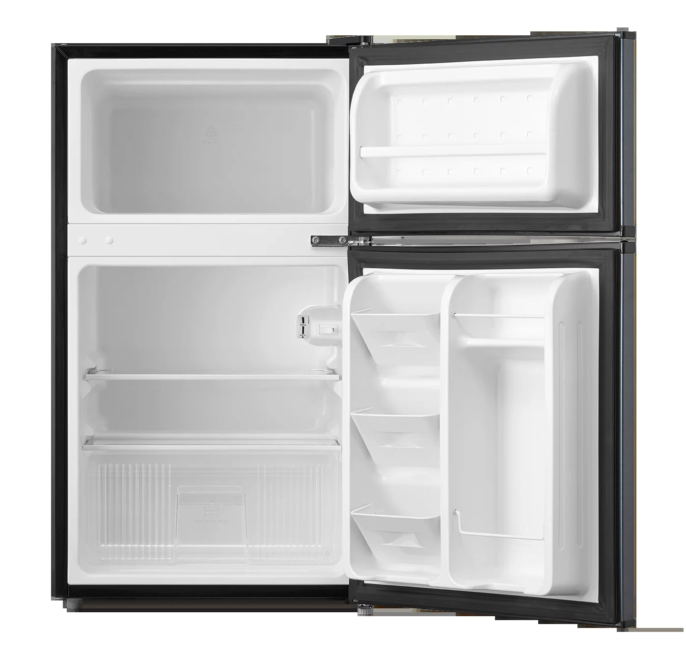 3.2 Cu Ft Two Door Mini Fridge with Freezer, Stainless Steel, E-Star