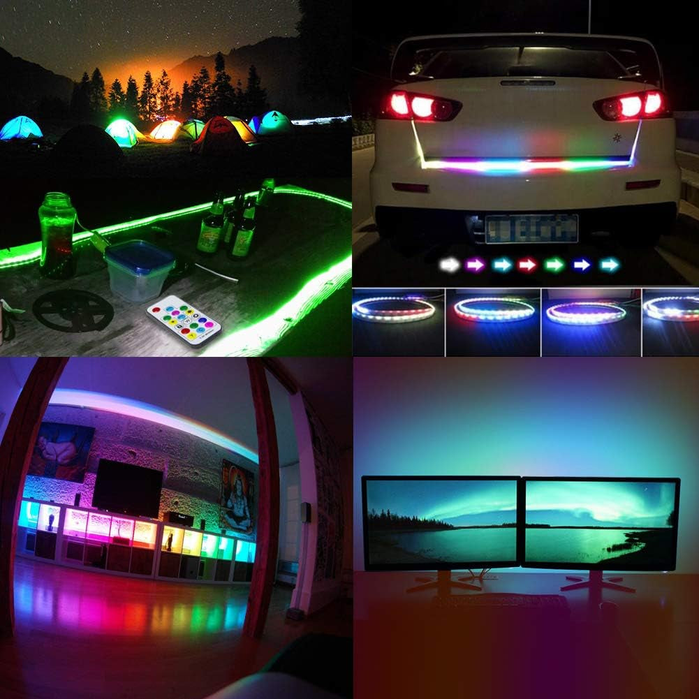 LED Strips Lights USB Powered RGB LED Lights Strip LED TV Backlight Strip with RF Remote Color Changing Strip Lights Waterproof IP65 LED Rope Lights LED Lights 2M 6.54FT